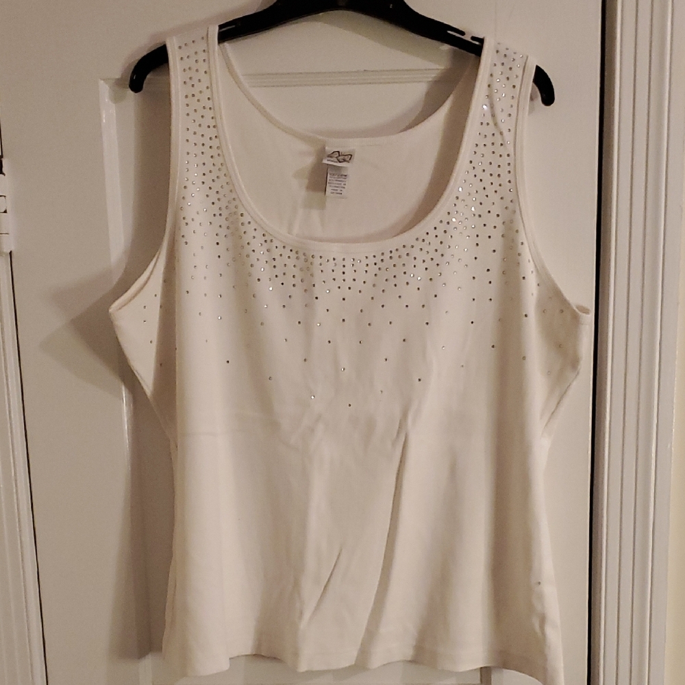 Fashion Bug White Relaxed Embellished Tank Top